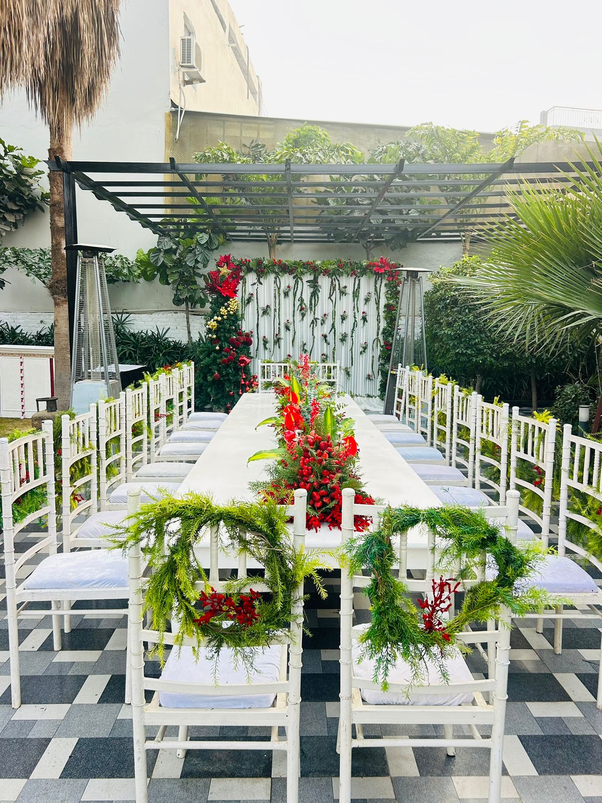 Ring Ceremony Backdrop and Table Pot Flower Decoration Service in Gaur City