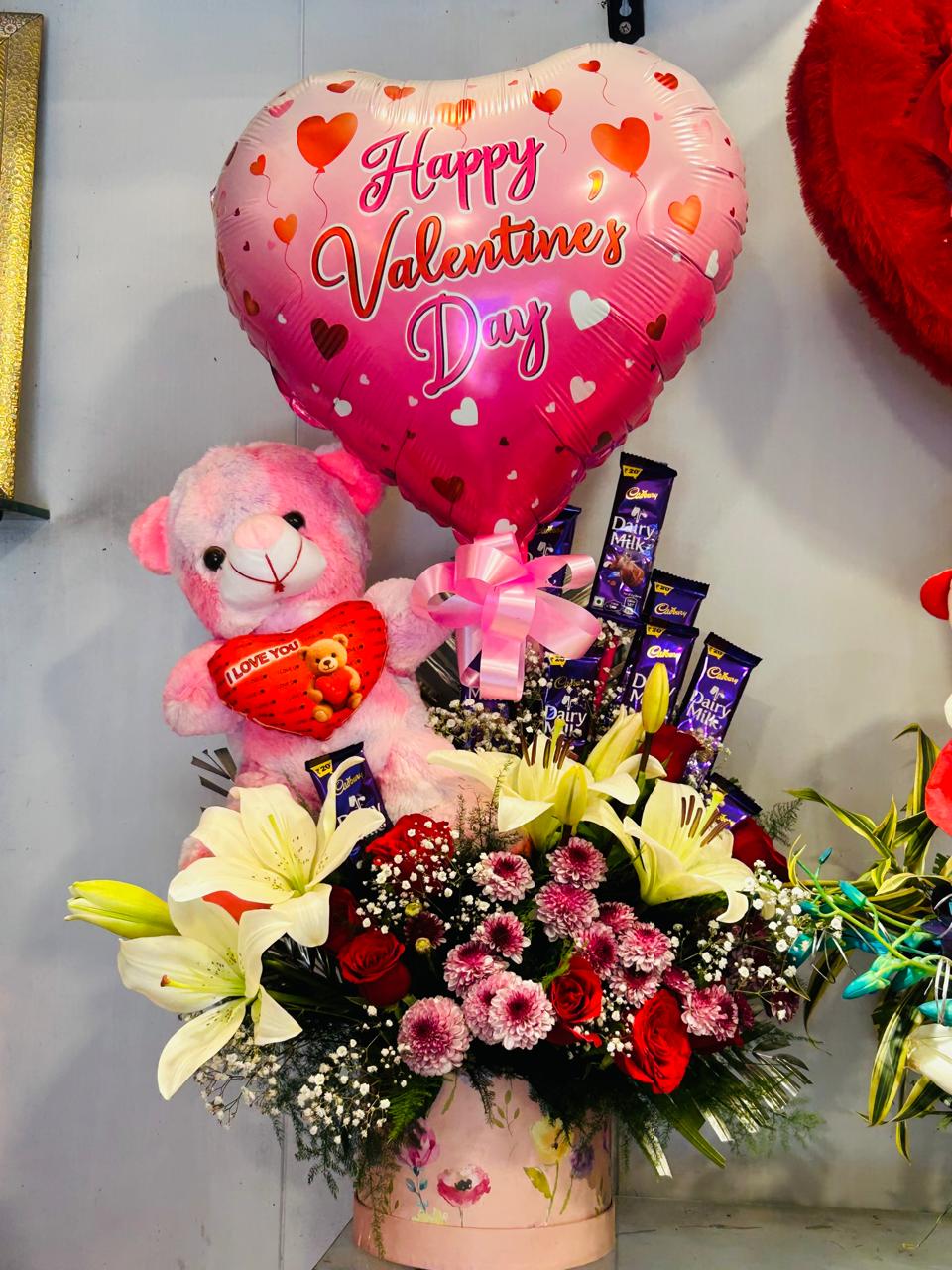 Heart Teddy Small Bouquet Cheap Delivery Ghaziabad